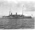 USS Olympia, flagship of Admiral Dewey at the battle of Manila Bay in May 1898, as seen in Manila Ba